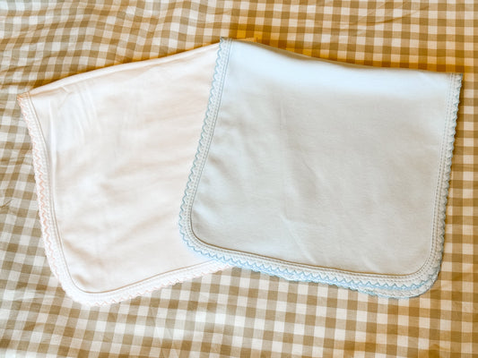 Cotton Burp Cloth- Picot Trim